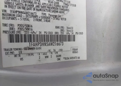 2010 Ford Focus Sel from USA, damaged, VIN 1FAHP3HN5AW216673